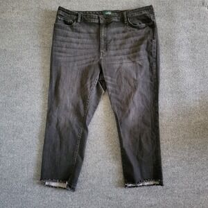 Lauren Ralph Lauren Jeans Women's Plus Size 20W Regal Straight Leg Ankle Raw Hem